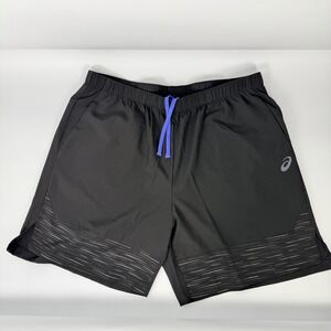 ASICS Mens XL Running Shorts Black 7" Inseam Athletic Gym Zip Pocket